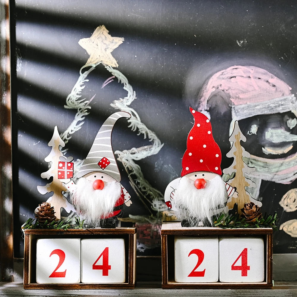 Advent Calendar Countdown to Christmas Gnome Christmas Wooden Countdown Advent Calendar Xmas Kids Gift Holiday Tabletop Decor