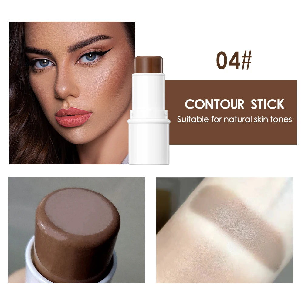 QIBEST Contour Stick Face Bronzer Makeup Waterproof Matte Finish Highlighters Shadow Contouring Pencil Stick Lasting Cosmetics