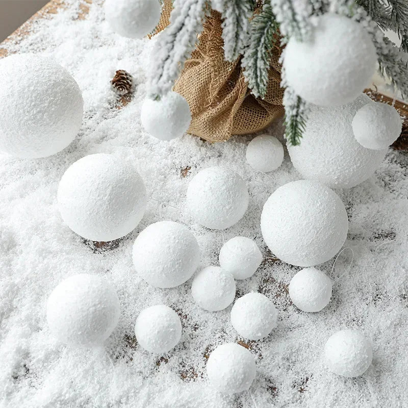 White Foam Balls Christmas Tree Decorative Fake Snowballs Indoor Hanging Pendant Kids Children Winter Party Supplies 4/6/8CM