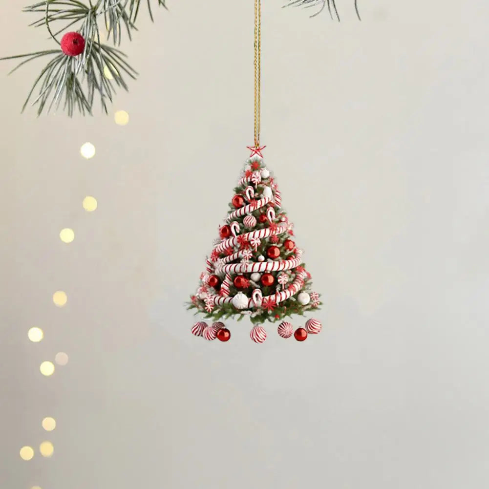 Christmas Tree Pendant Handcrafted Christmas Tree Decoration Acrylic Christmas Tree Ornament Xmas Balls Candy Cane Star Design