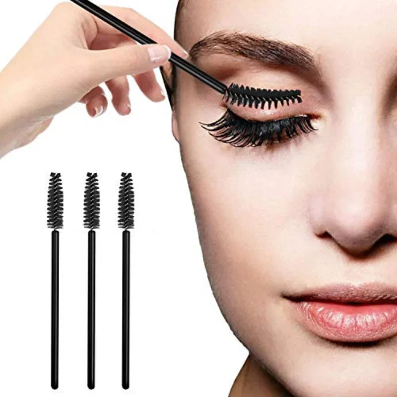 100/300Pcs Disposable Eyelash Mascara Brushes for Eye Lashes Extension Eyebrow and Makeup Lash Spoolies Wands