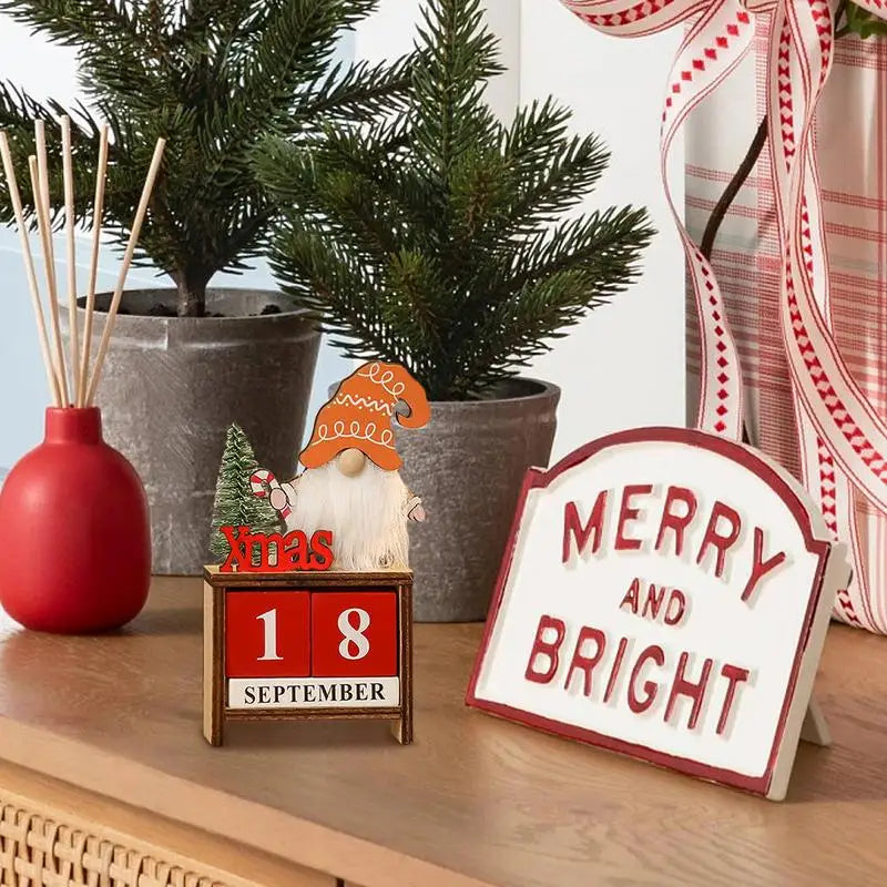 Christmas Countdown Small Wood Blocks Christmas Decoration Christmas Table Centerpieces Multifunctional Advent Calendar Decor