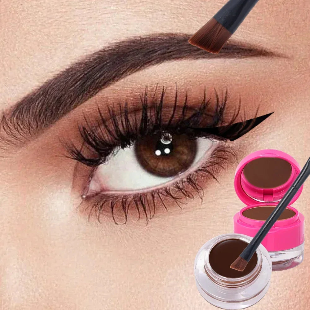 2 IN 1 Eyebrow Eyeliner Gel Quick Dry Long Lasting Eye Liner Cream with Brush Eyes Makeup Waterproof Eyebrow Enhancer Cosmetics