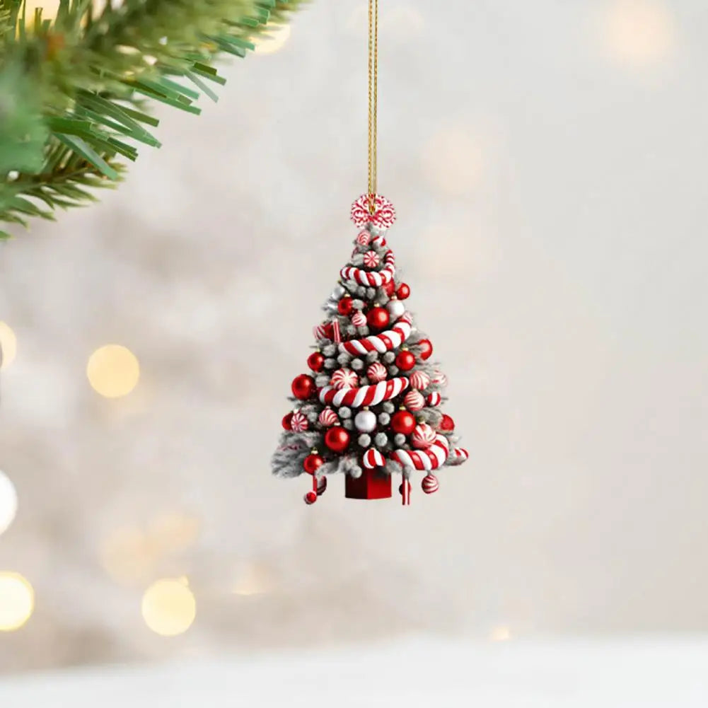 Christmas Tree Pendant Handcrafted Christmas Tree Decoration Acrylic Christmas Tree Ornament Xmas Balls Candy Cane Star Design