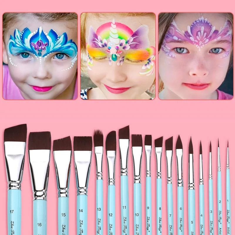 7/10/17Pcs Face Body Paint Brushes High Quality Artist Watercolor Painting Makeup Brush Festival Carnival Special Makeup Tools