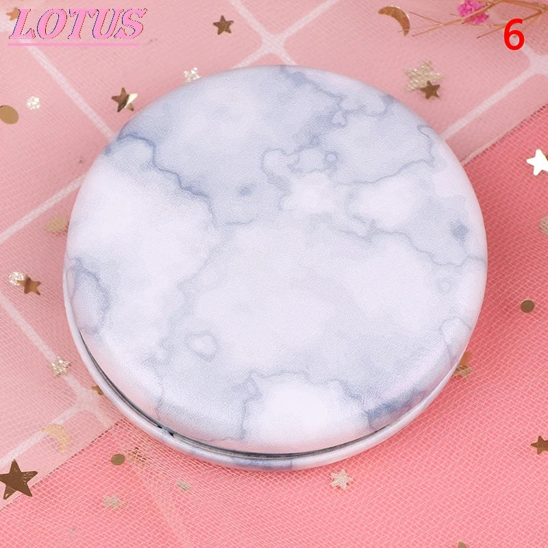 TSHOU664 Marble Pattern Portable Double Sided Mirror Foldable Pocket Makeup Mirror Women Girls Beauty Cosmetic Compact Mirror