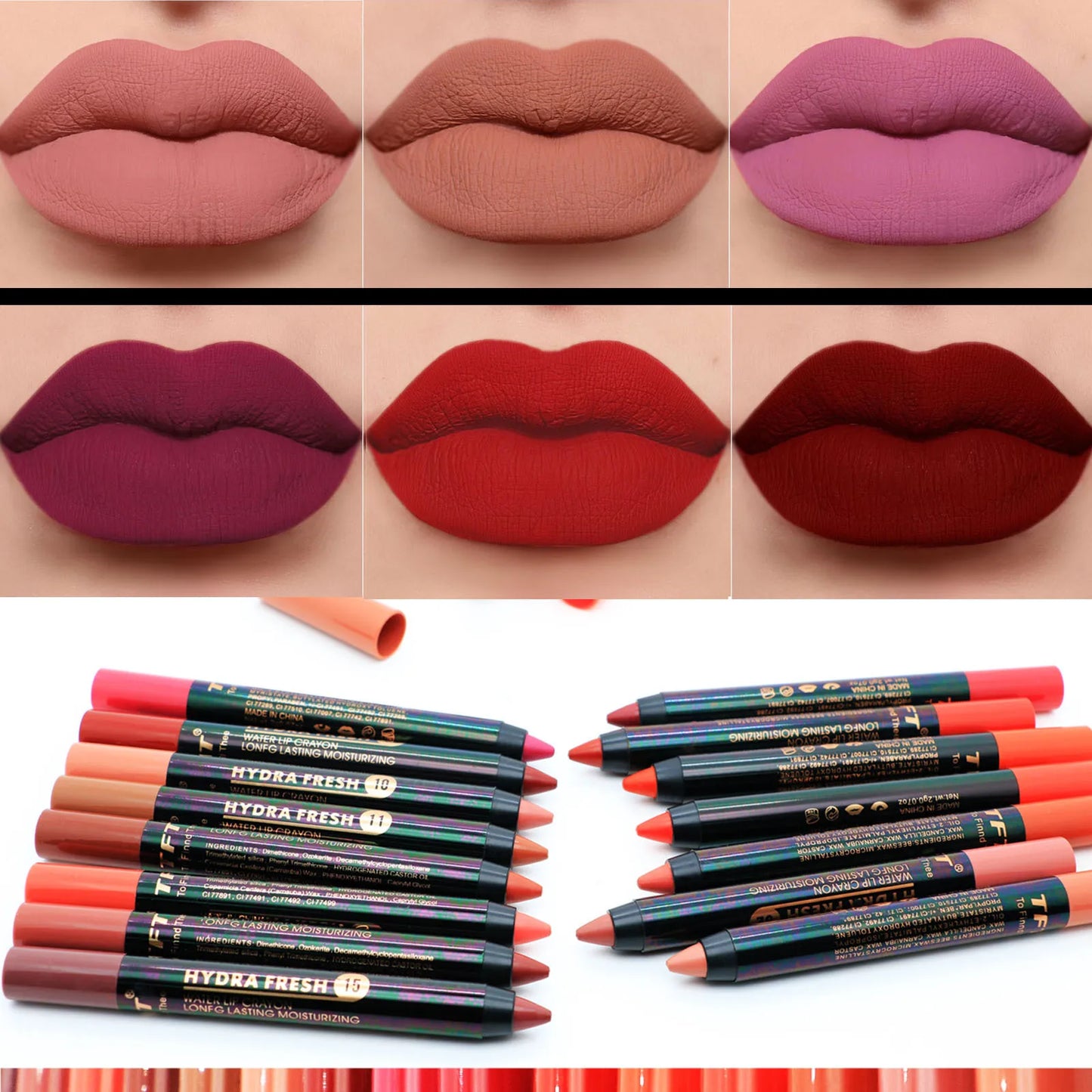 15 Colors Lip Liner Pen Matte Soft Lipstick Pencil Waterproof Long-lasting Professional Lady Charming Lip Liner Contour Makeup