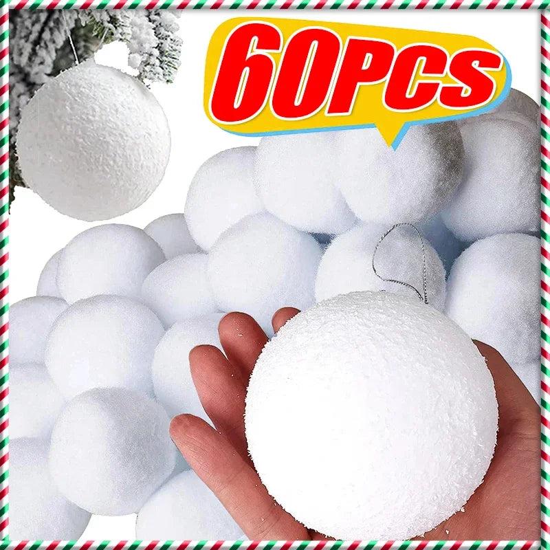 White Foam Balls Christmas Tree Decorative Fake Snowballs Indoor Hanging Pendant Kids Children Winter Party Supplies 4/6/8CM