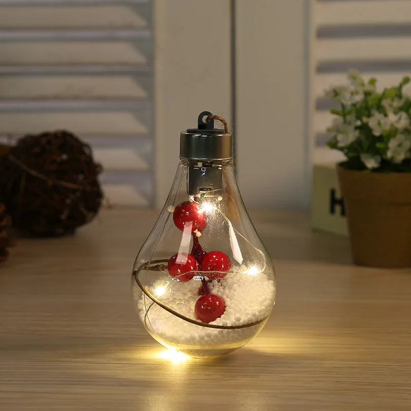 Christmas LED Bulb Ball Christmas Tree Ornament Decoration Pendant Light Bulb Transparent Holiday Celebrate Atmosphere