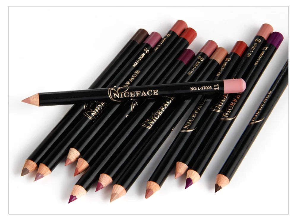 NICEFACE Nude Matte Lipstick Pen Waterproof Lipliner 12 Color Options Wholesale Brown Lip Liner Lip Liner Pencil