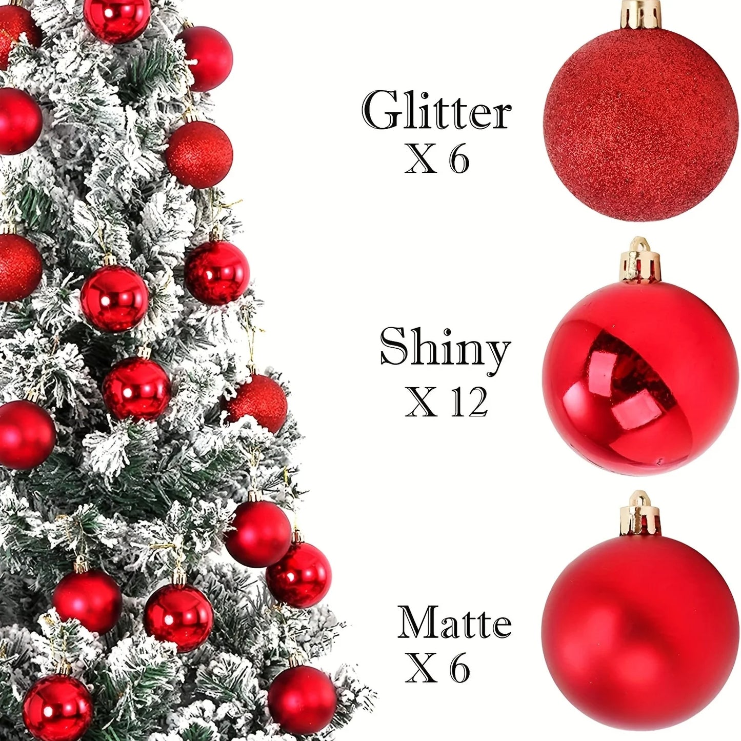 24Pcs Christmas Balls Ornaments for Xmas Christmas Tree - Shatterproof Christmas Tree Decorations Hanging Ball for Holiday Weddi