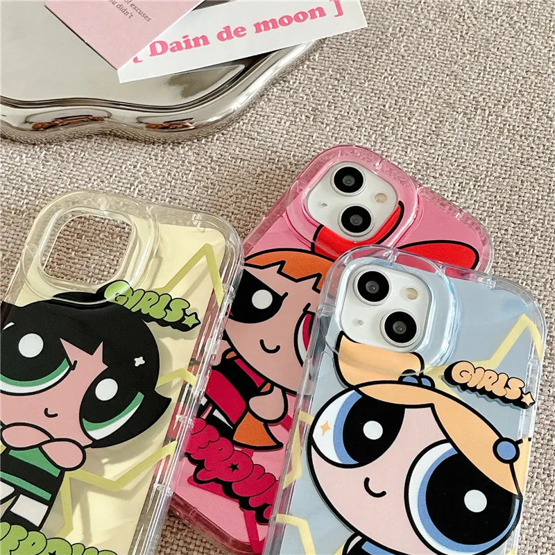 Powerpuff Girls sunglasses Cover for iPhone 11 12 13 14 15 Pro Max Plus X XS XR Soft Tpu Puff Girl Phone Case