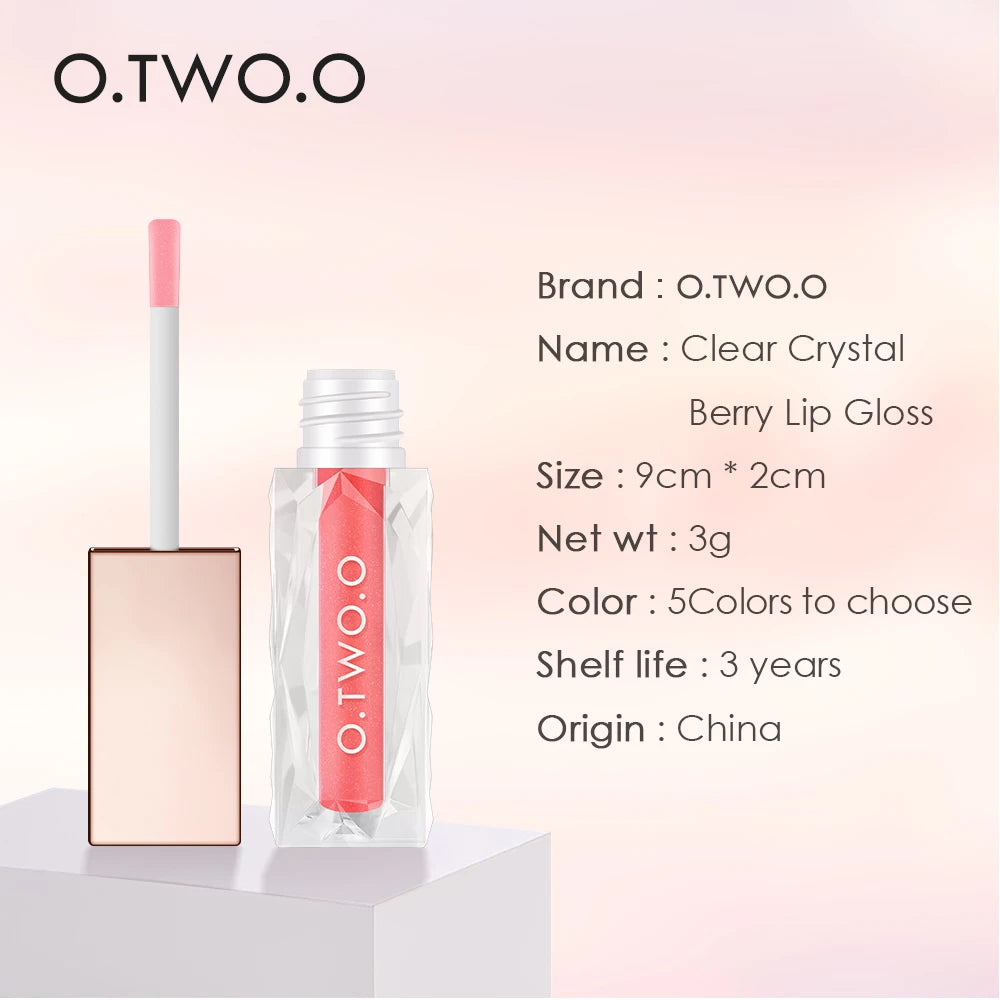 O.TWO.O Clear Crystal Lip Gloss Moisturizing Lip Oil Long Lasting Jelly Lips Transparent Shine Makeup Honey Lipgloss