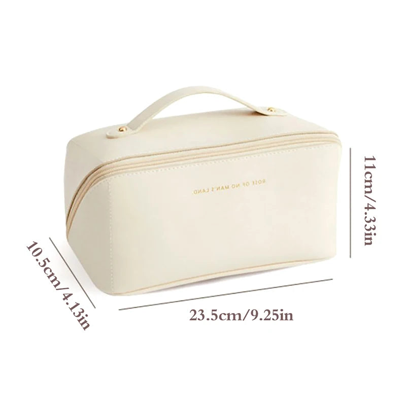 Large Travel Cosmetic Bag for Women Leather Makeup Organizer Female Toiletry Bags Toiletries Organizer Female Storage Makeup Box