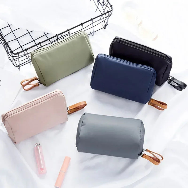 Women Cosmetic Bag Solid Color Korean Style Makeup Organizer Bag Pouch Toiletry Waterproof Makeup Make Up Purse Organizer Case