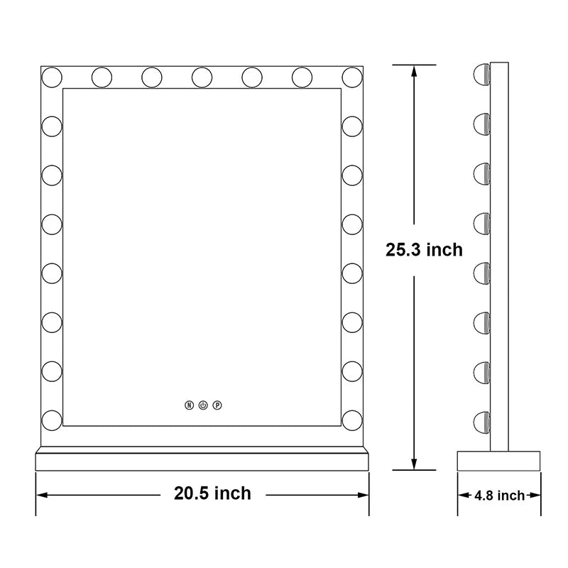 Vanity Makeup Mirror with Lights 17 LED Bulbs 3 Color Lighting Cosmetics for Dressing Bedroom Tabletop White