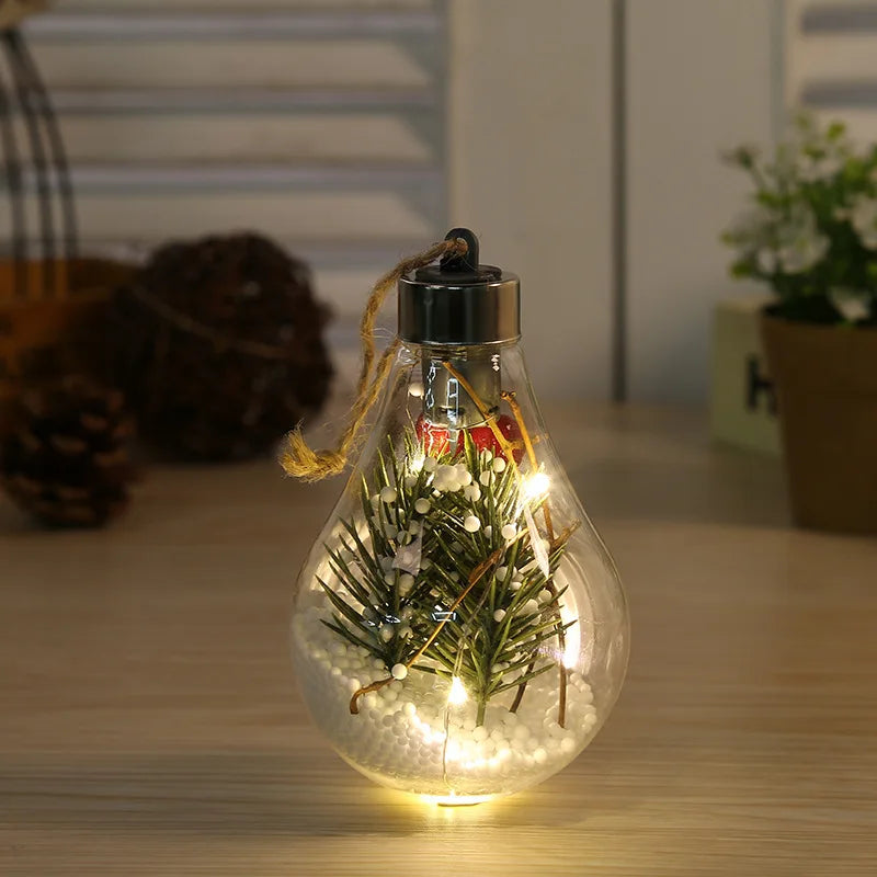 Christmas LED Bulb Ball Christmas Tree Ornament Decoration Pendant Light Bulb Transparent Holiday Celebrate Atmosphere