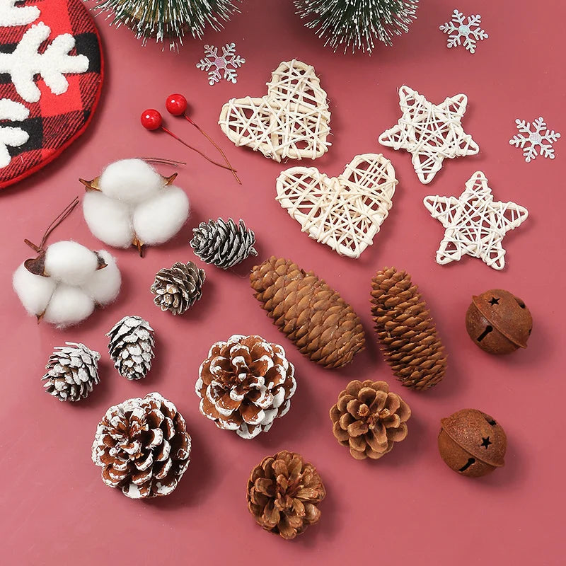 Christmas Decorations Accessories Pinecone Pine Needle Xmas Tree Ornaments for Home Decor New Year 2023 DIY Crafts Gift Supplies