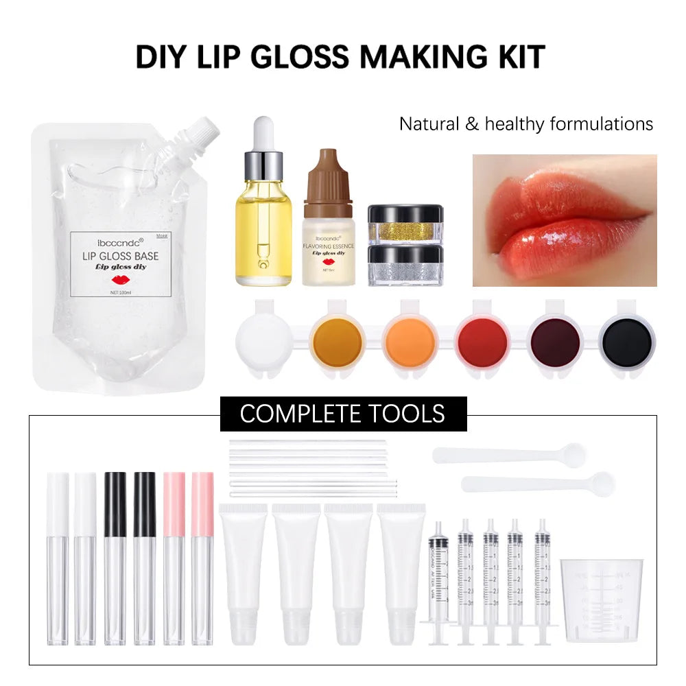 DIY Transparent Lip Gloss Set Moisturising&Nourishing Lip Gloss Set Lipgloss Base Private Label Lipstick Custom Logo