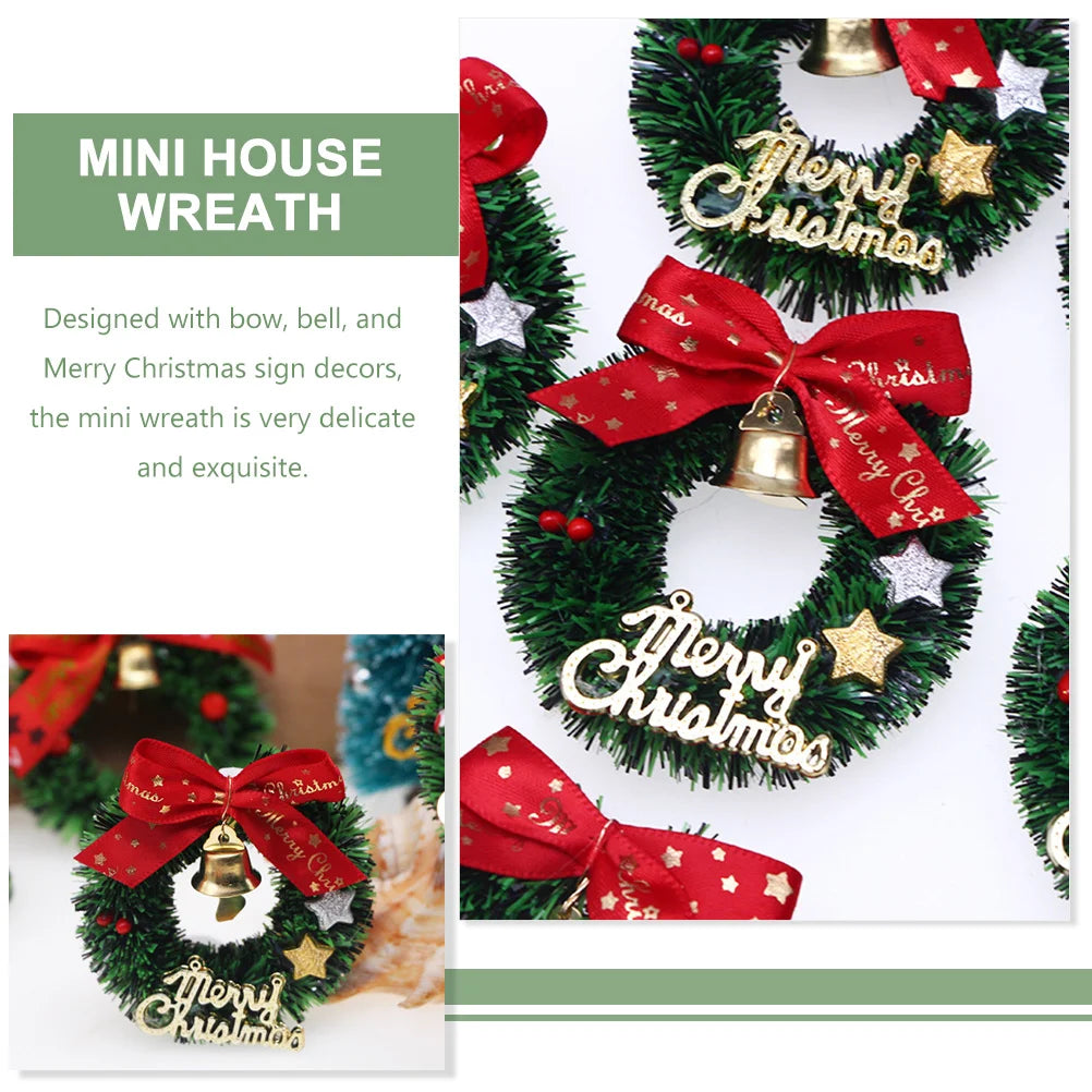 10 Pcs Christmas Wreath Candles Simulated Decor Garland Decorate Hanging Toy Wreaths Plastic Tree Mini House