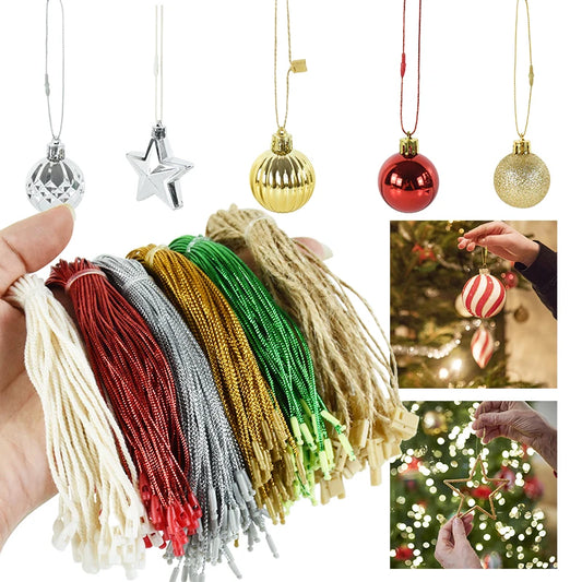 100pcs 20cm Christmas Ball Rope Chritsmas Tree Hanging Tags Pendants Hook Ropes For Xmas New Year Party Home Decoration Navidad