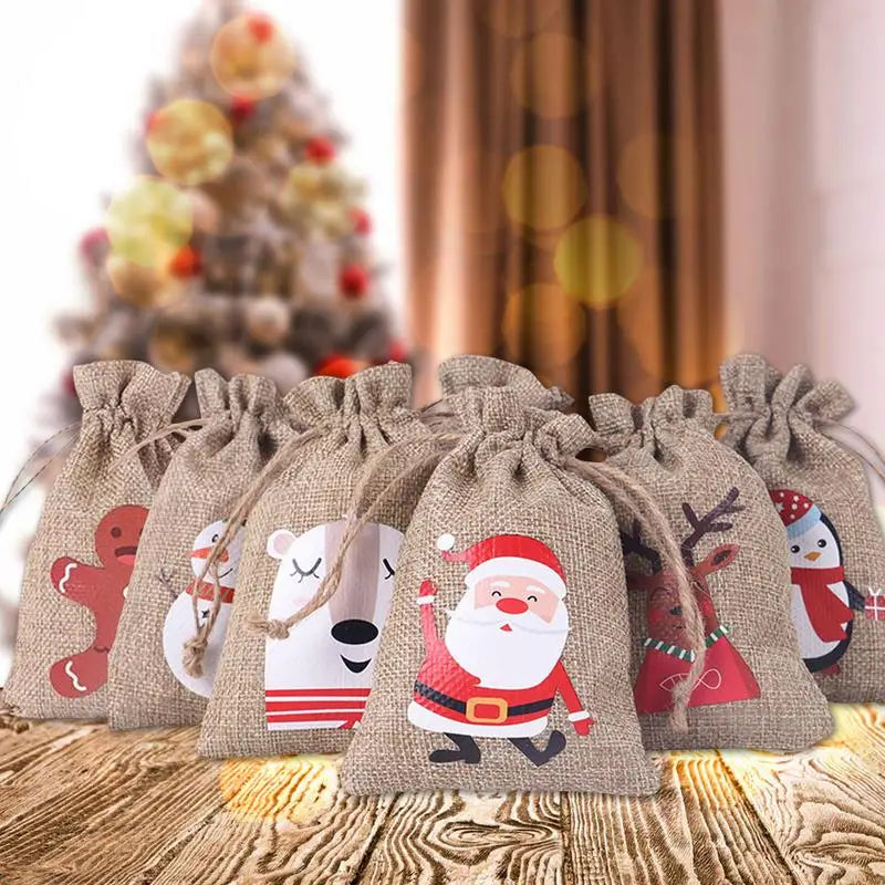 24Pcs Christmas Advent Calendar Gift Bags Merry Christmas Decor For DIY Paper Clips Stickers Cristmas Ornament Xmas Navidad