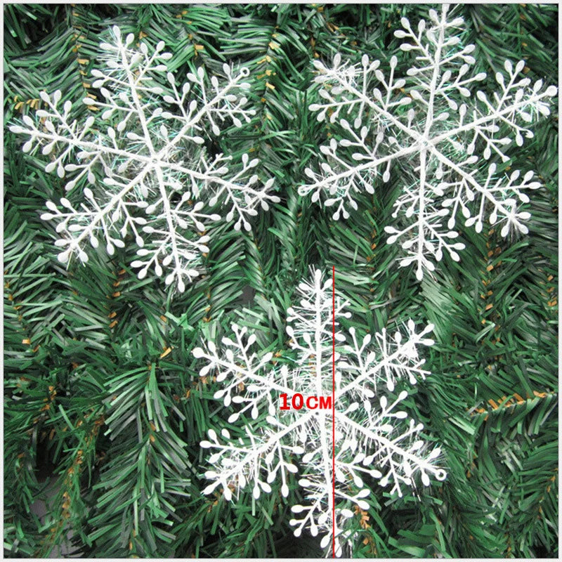 15pcs Plastic Snowflakes Fake Snow Flake 10cm Artificial Snow DIY Handmade Crafts Christmas Trees Ornaments Decorations for Home