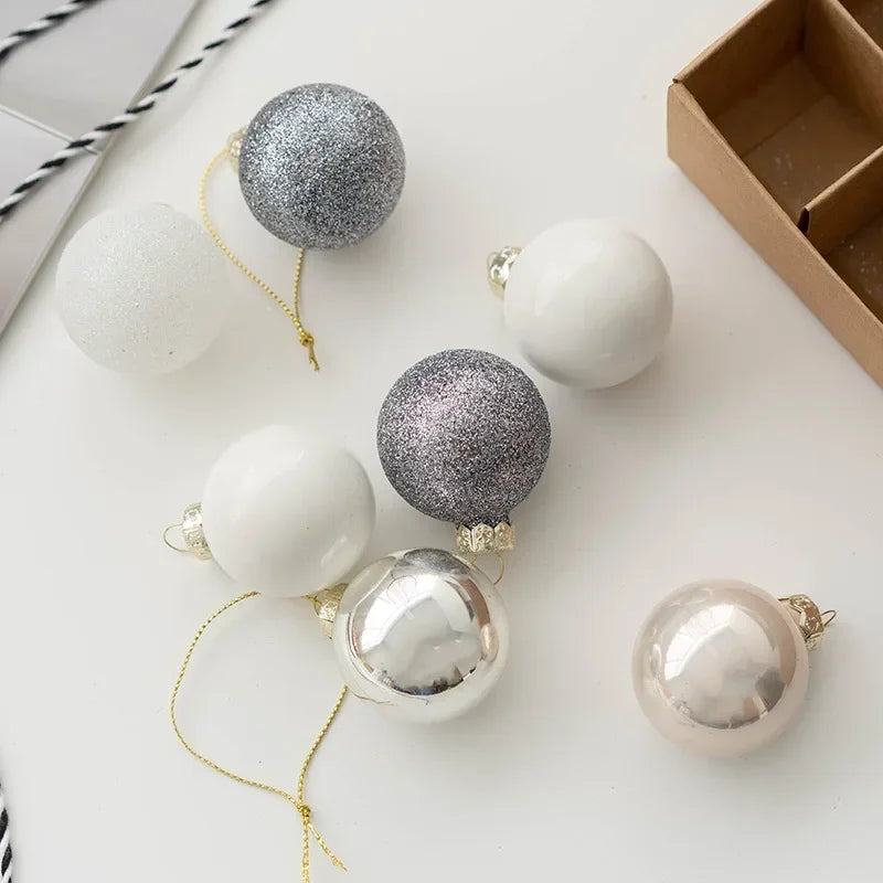 Christmas Ornaments Creative Glass Ball Set Pendant Gift Box Christmas Tree Decorative Balls 4cm Glass Ball Champagne Balls