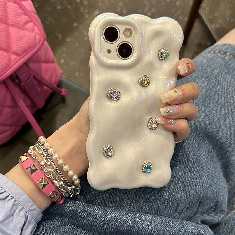 Luxury Jewelled Crystal Diamond Phone Case For iPhone 13 12 14 15 Pro Max 11 Cute Soft Silicone Protection Cover For Girl Women