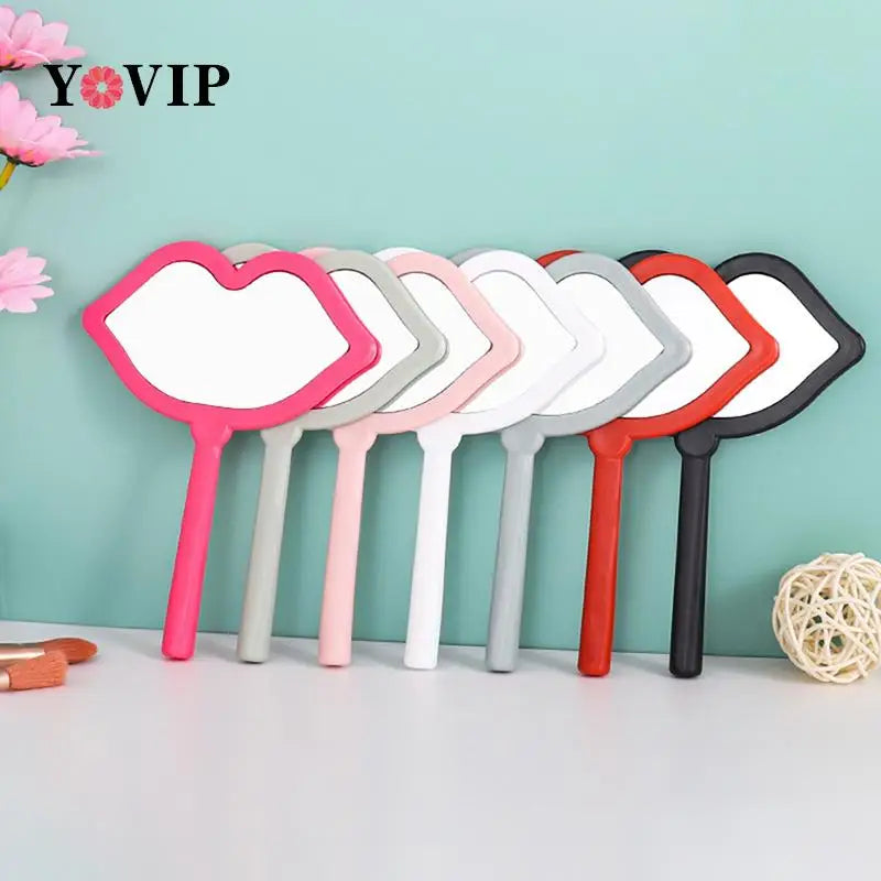 Handheld Makeup Mirror lip shape Makeup Vanity Mirror with Handle Hand Mirror SPA Salon Compact Mirror Cosmetic Mirror for Women