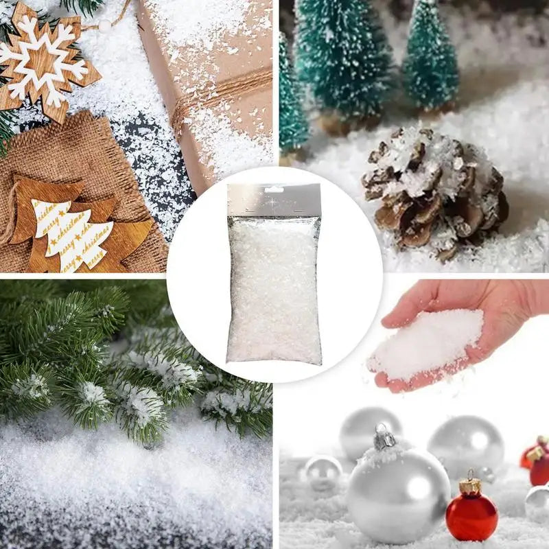 50g Christmas Fake Snow Decor Fluffy Faux Snow for Christmas Artificial Snow for Holiday Decorations Scene photography props