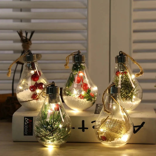 Christmas LED Bulb Ball Christmas Tree Ornament Decoration Pendant Light Bulb Transparent Holiday Celebrate Atmosphere