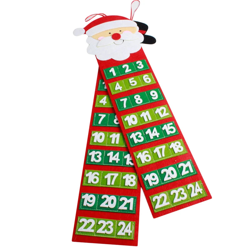 1pc Countdown Christmas Advent Calendar Non-woven Fabric Wall Door Hanging Xmas Calendar for Christmas Birthday Gift Home Decor