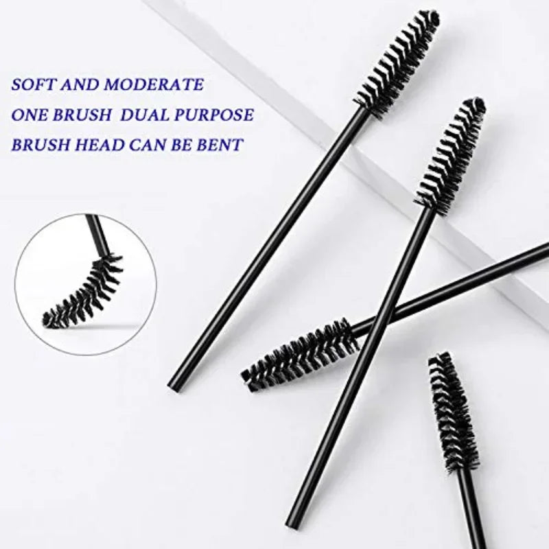 100/300Pcs Disposable Eyelash Mascara Brushes for Eye Lashes Extension Eyebrow and Makeup Lash Spoolies Wands