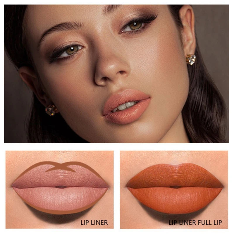 14 Color Wood Lipliner Nude Matte Lipstick Pencil Long-lasting Waterproof Lip Pencil High Pigmented Lip Liner Lip Makeup Tool