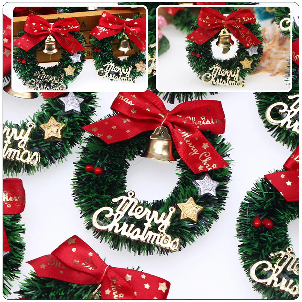 10 Pcs Christmas Wreath Candles Simulated Decor Garland Decorate Hanging Toy Wreaths Plastic Tree Mini House