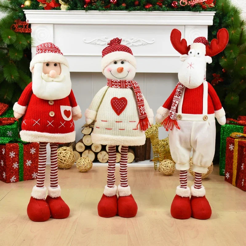 Big Size Christmas Dolls Retractable Santa Claus Snowman Elk Xmas Figurines Christmas Decoration Gift for Kid Xmas Tree Ornament