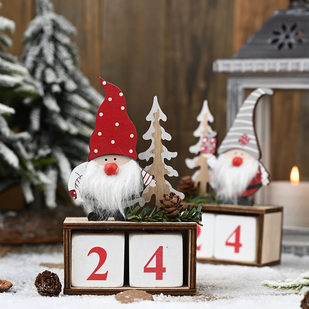 Advent Calendar Countdown to Christmas Gnome Christmas Wooden Countdown Advent Calendar Xmas Kids Gift Holiday Tabletop Decor