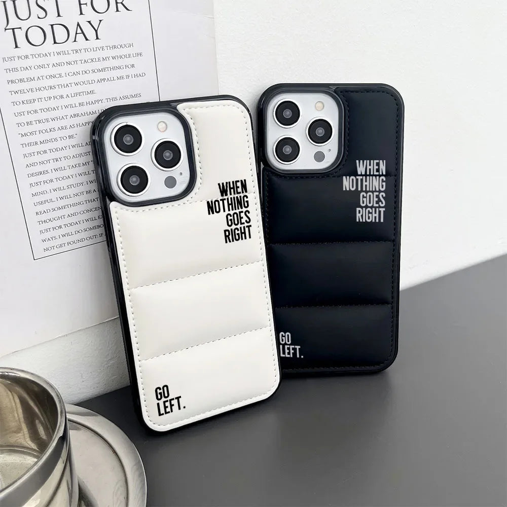 Funny Pun Puffer Phone Case Shockproof Black and White Cover for iPhone 15 14 13 12 11 Pro Max Plus XR Case Besties Gift Ideas