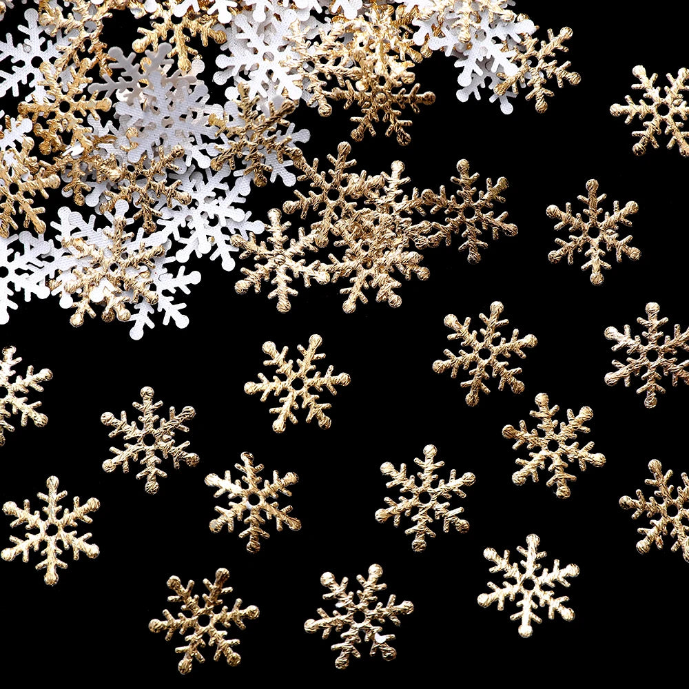 300/600pcs 2cm Christmas Snowflakes Confetti Xmas Tree Ornaments Christmas Decorations for Home Winter Party Cake Decor Supplies