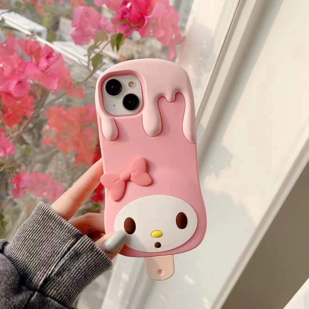 Sanrio my melody ice cream Pink girls Anime Phone Case For iPhone 15 14 13 12 11 Pro Max Xr Xs 8 14 Plus Case Cute cartoon Cover