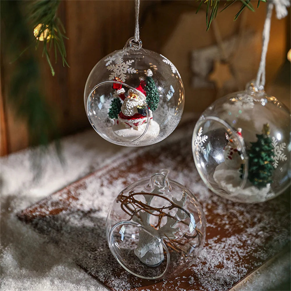 Christmas Ornaments Decorations for Christmas Tree Clear Glass Hanging Balls Xmas Tree Pendant Holiday Home Decor Party Supplies