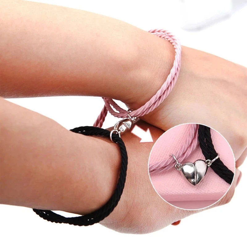 2pcs Magnet Couple Bracelet Adjustable Matching Braslet Love Braclet Lucky Black White Brazalete Gift for Women Men 2021