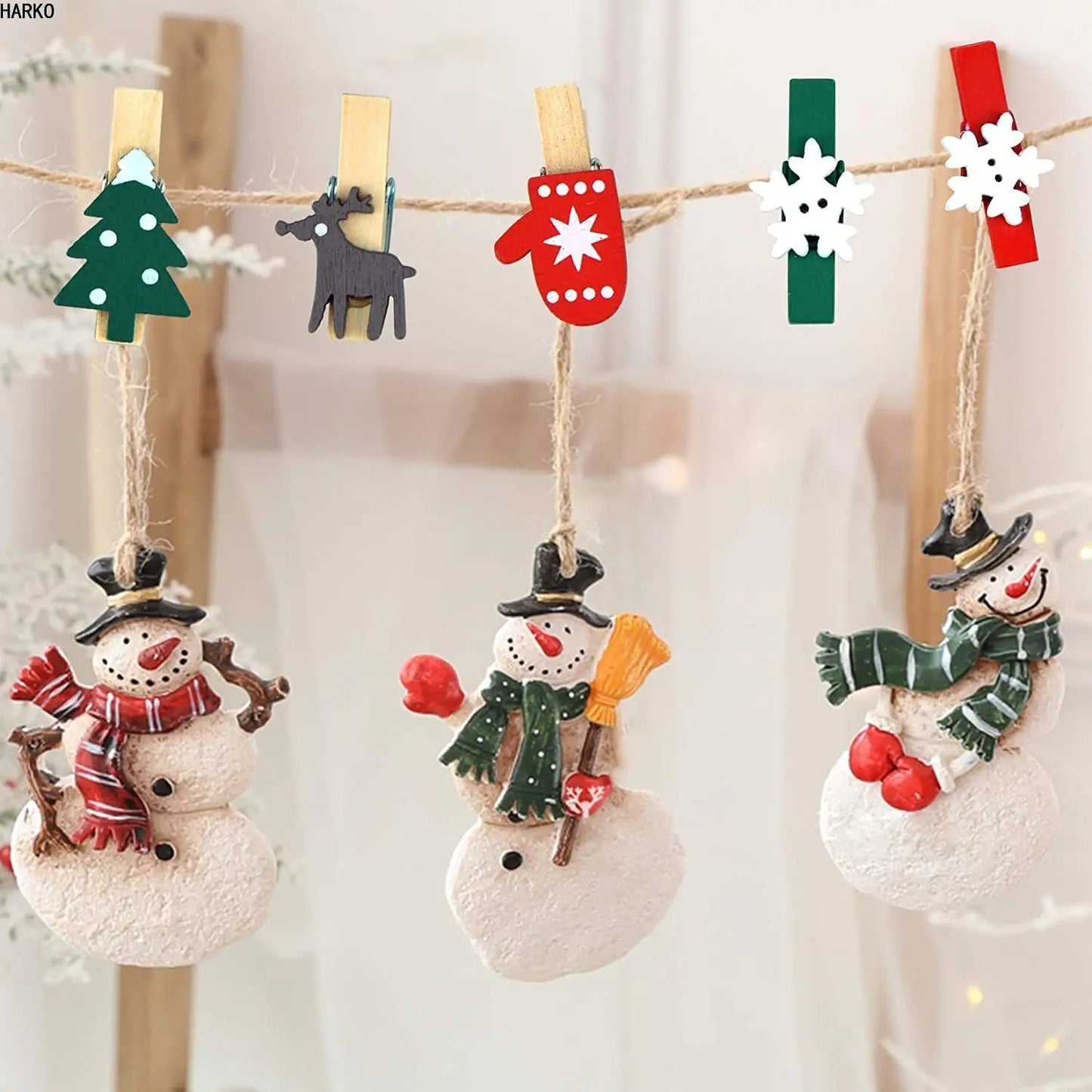 10pcs Christmas Wooden Clips New Year Party Decoration Photo Wall Clip DIY Christmas Ornaments Decorations for Home Xmas Tree