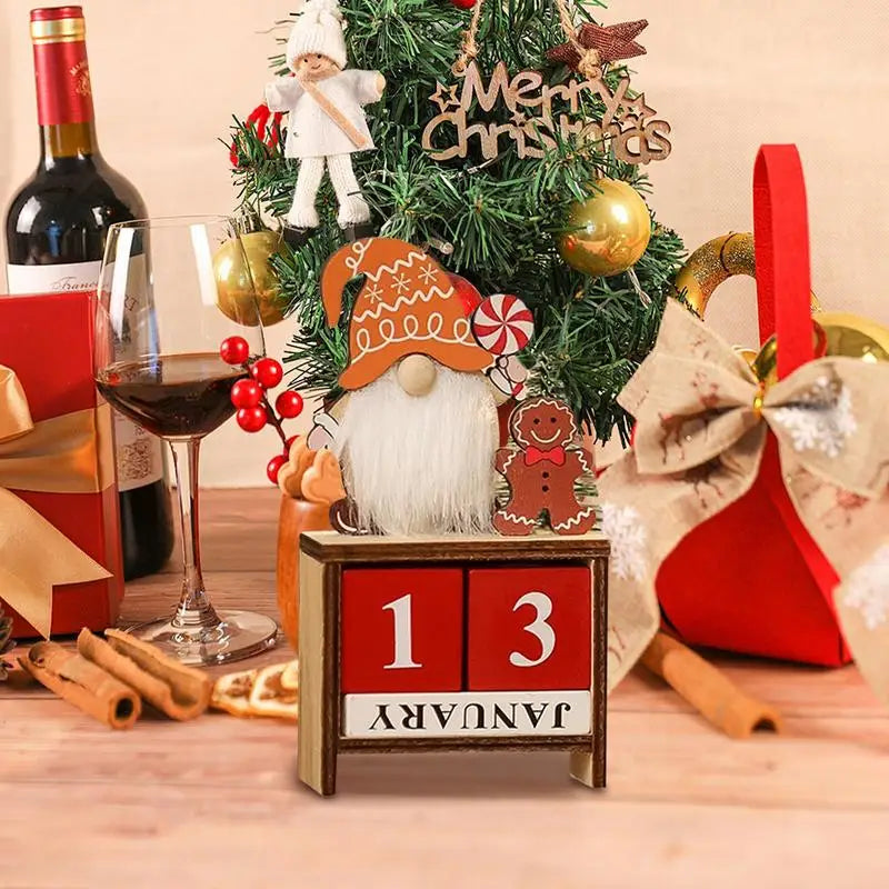 Christmas Countdown Small Wood Blocks Christmas Decoration Christmas Table Centerpieces Multifunctional Advent Calendar Decor