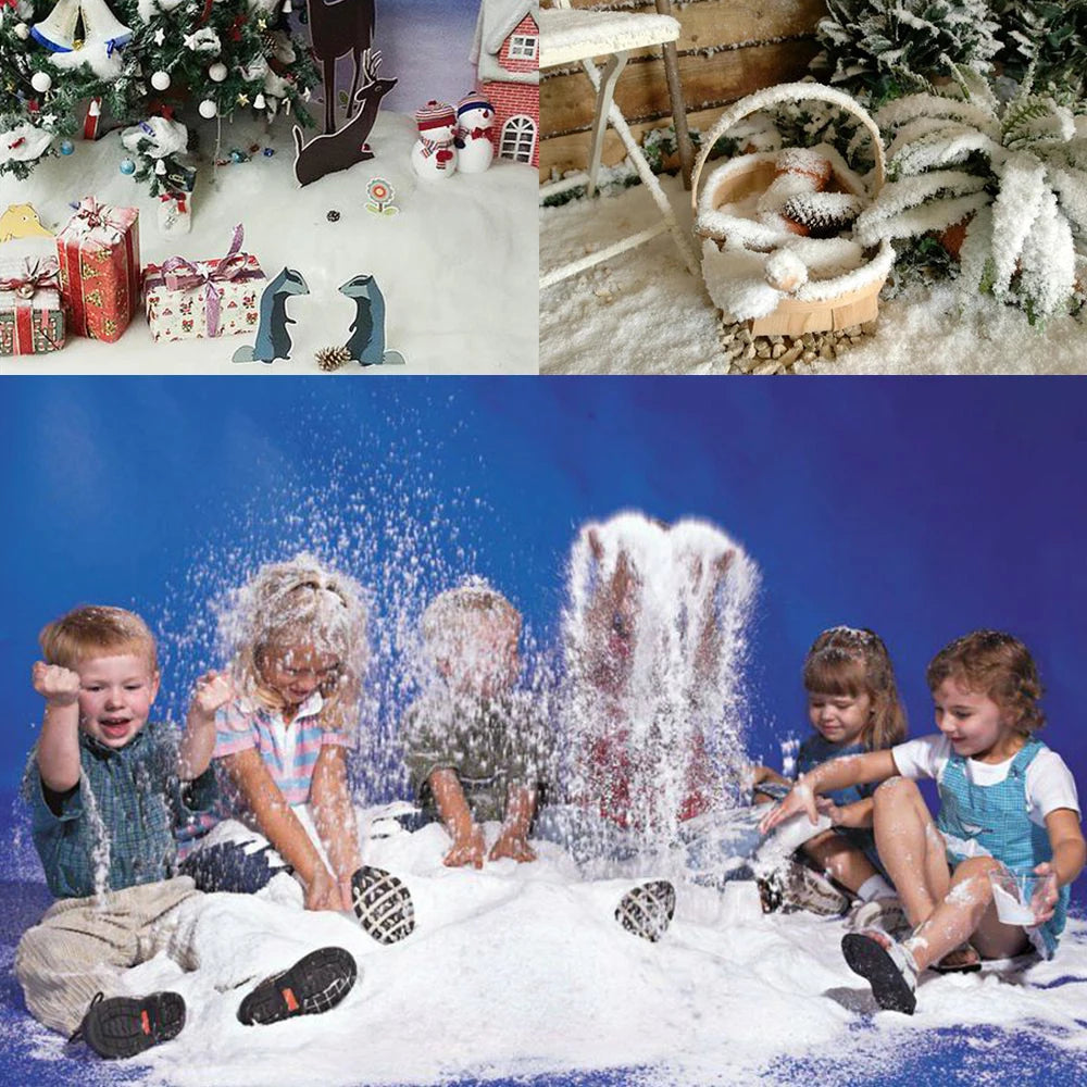 Fake Magic Instant Snow Super Absorbent Decor Fake Fluffy Christmas Wedding Party Decoration DIY Kids Toy Artificial Snowflake