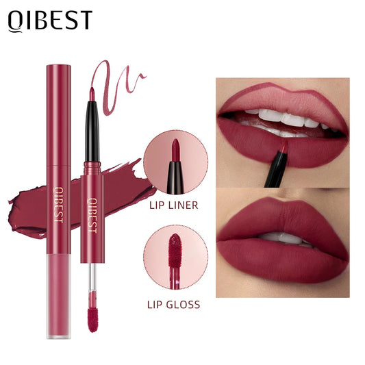 6 Colors Double-end Lip Gloss Waterproof Lipstick Pencil Long Lasting Sexy Red Lipgloss Beauty Matte Lip Liner Pen Lips Makeup