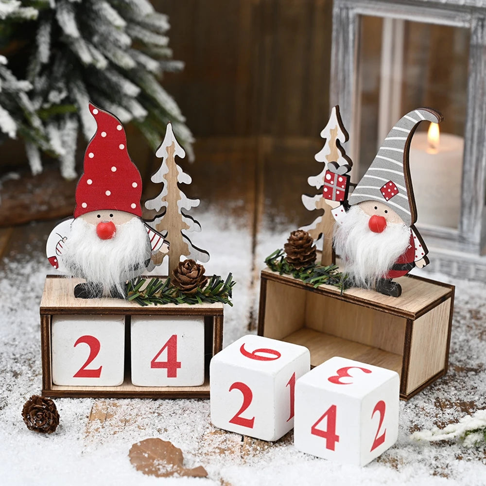 Advent Calendar Countdown to Christmas Gnome Christmas Wooden Countdown Advent Calendar Xmas Kids Gift Holiday Tabletop Decor