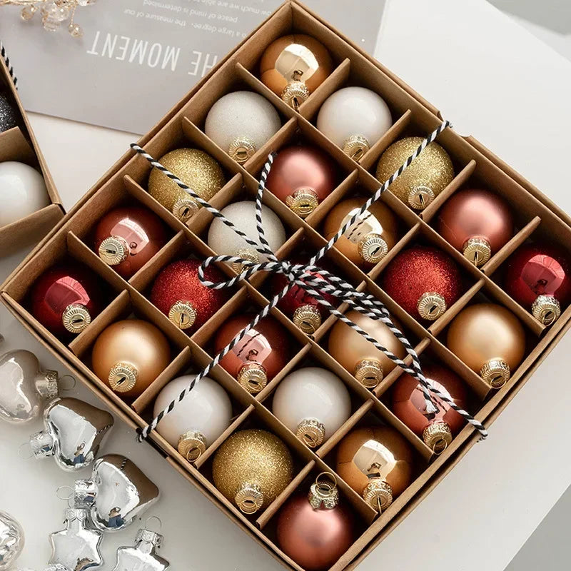 Christmas Ornaments Creative Glass Ball Set Pendant Gift Box Christmas Tree Decorative Balls 4cm Glass Ball Champagne Balls