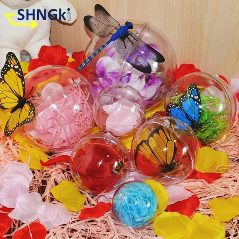 4-10cm Transparent Open Plastic Christmas Tree Pendant Home Decoration Ball Clear Bauble Ornament Gift Present Box Decoration